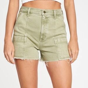 🔴 Daze high rise Women's green Frayed Hem denim 100% cotton Shorts